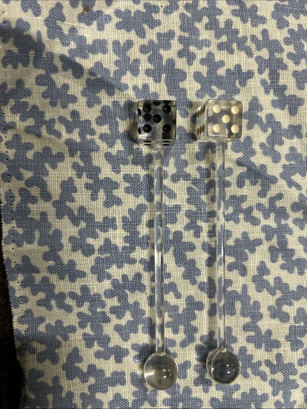 Clear Acrylic Dice Swizzle Sticks - Set of 2